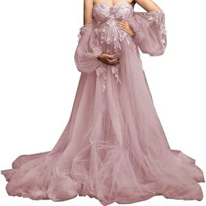 Fongyushun Dusty Rose Maternity Shoot Dress